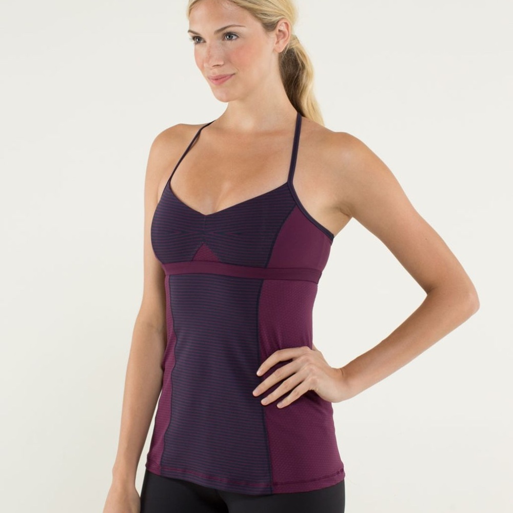 Lululemon Bend and Flow tank hyper stripe plum